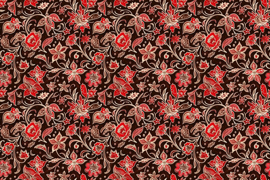 Seamless batik red and brown pattern