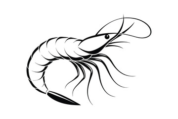 Naklejka premium Shrimp silhouette vector illustration, Seafood and Ocean