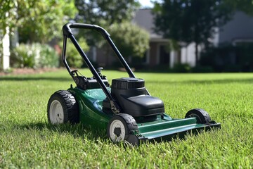 Fototapeta premium Lawn Care Essentials: Precision Weed Eater for Perfect Edging and Green Turf Maintenance