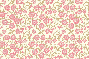 Seamless batik pink and beige pattern