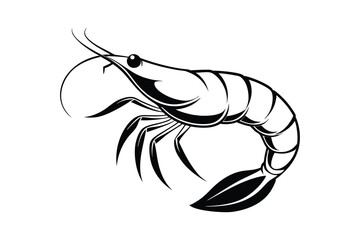 Shrimp silhouette vector illustration, Seafood and Ocean