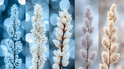Naklejka premium Floral Symphony: A Serene Tapestry of Winter Blooms