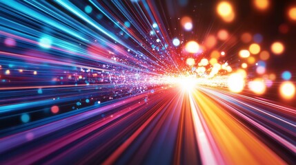 Vibrant Neon Lights in Futuristic Tech Environment