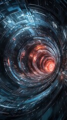 3D abstract spiral pattern red black design