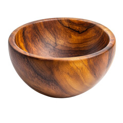 Natural wood bowl elegantly crafted, showcasing rich grains and textures on a transparent background, wood bowl isolated on transparent background background