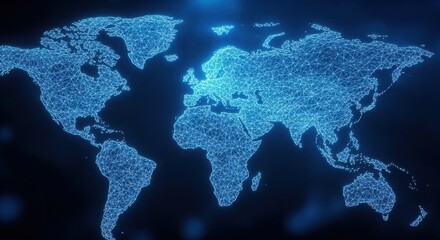 Complex Digital Network with World Map.