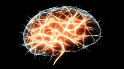Abstract representation of a brain with glowing neural connections.
