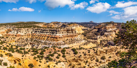 Sand Bench view area in the San Rafael Swell, Utah. The San Rafael Swell exposed layers of the eroded earths crust revealing millions of years of earths history