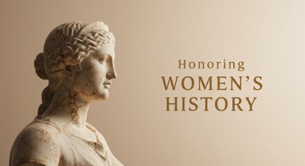 Marble statue of woman representing strength and honor for women history month in classic artistic style