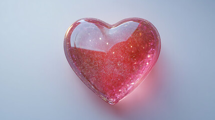 A heart-shaped badge with a sparkling design, isolated on white background in HD