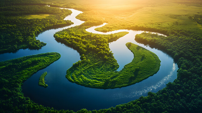 An intricate network of rivers converging into a delta symbolizing natural connections and unity.