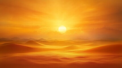 Obraz premium Dramatic Sunset Illuminating Rolling Sand Dunes in a Vast Desert Landscape With Warm Golden Hues