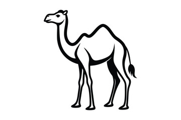 Camel Silhouette, Camel Isolated On White Background, Camel on black and white vector design, Desert and Wildlife