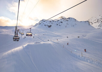 Ski slopes and mountains, Melchsee-Frutt mountain resort village, Switzerland