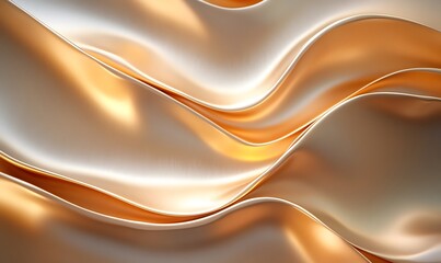 Obraz premium Abstract golden wave pattern with flowing metallic fabric like texture and lighting