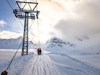 Ski slopes and mountains, Melchsee-Frutt mountain resort village, Switzerland