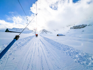 Ski slopes and mountains, Melchsee-Frutt mountain resort village, Switzerland