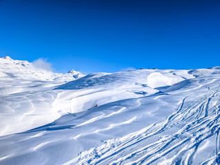 Ski slopes and mountains, Melchsee-Frutt mountain resort village, Switzerland