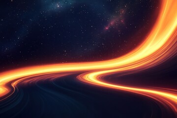 Captivating cosmic swirl of vibrant orange light against a dark starry background