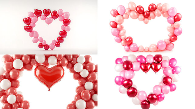 A heart-shaped balloon archway at a Valentine?s Day party, isolated on white background in HD .-# Create, explore, and organize on [midjourney.com](<https