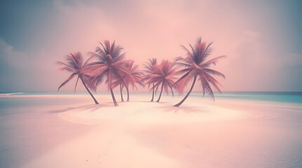 Obraz premium Palm tree over a tropical beach