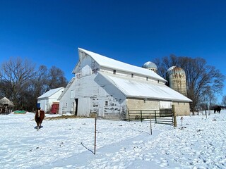 A very rare and iconic Monitor style Barn in the snow of winter