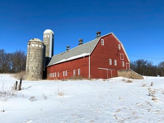 A Nationally registered historic barn in snow