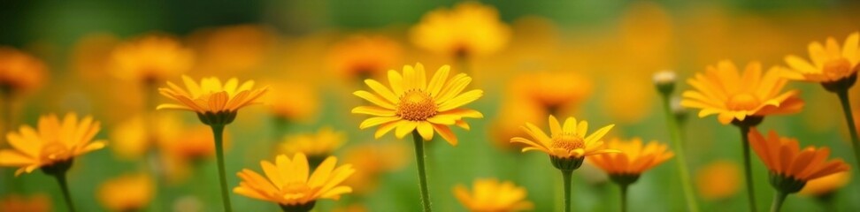 Freshly picked orange gerbera daisies in a field, garden, bright colors