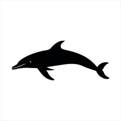 Fototapeta premium Silhouette of a Dolphin in Minimalist Black and White Design - Sleek Curves, Clean Lines, Vector Art & Geometric Stylization for Logo Inspiration