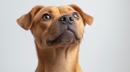 Obraz premium Dog portrait in studio setting animal photography close-up neutral background focused expression