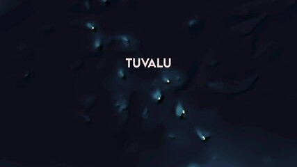 Zoom from Earth to Tuvalu. World map animation with country borders, Images from NASA