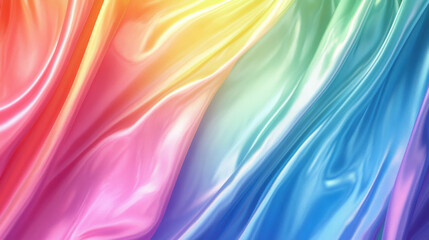 Fototapeta premium A minimalist holographic rainbow foil background with soft flowing gradients and delicate iridescent highlights, evoking a calm and modern design
