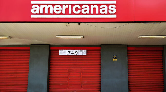 American Stores. Facade of the branch of the Brazilian chain of stores called
Lojas Americanas. January, 19, 2024, Itabira, Minas Gerais, Brazil.