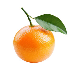 Fresh mandarin fruit with green leaf isolated on a clean transparent background for culinary and nutrition use, Mandarin isolated on transparent background
