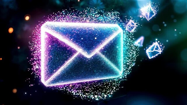 A glowing envelope with a bunch of emails coming out of it