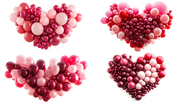 A heart-shaped balloon bouquet with pink and red colors, isolated on white background in HD .-# Create, explore, and organize on [midjourney.com](<https