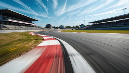 Fototapete Rund Empty Race Track with Long Exposure Shot Showing Speed and Motion Concept © rdkcho