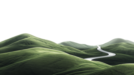 Serpentine Road Among Green Hills