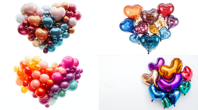 A heart-shaped balloon bouquet in various colors, isolated on white background in HD .-# Create, explore, and organize on [midjourney.com](<https