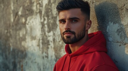 Obraz premium Athletic Man in Red Hoodie
