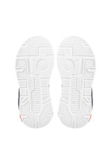 Sole white polyurethane sneaker on a white background. Bottom sports shoes polyester	
