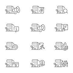Building Real Estate Icons, Editable Stroke 