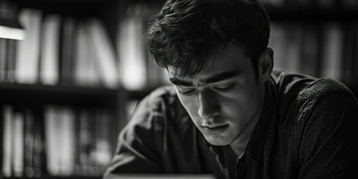 Contemplative Young Man Reading