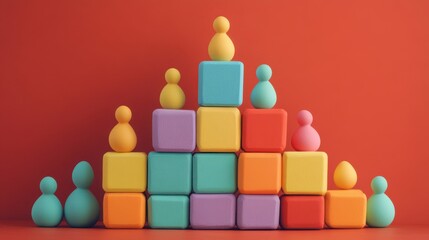 Obraz premium Colorful blocks stacked on a table, perfect for Easter-themed activities and decorations.