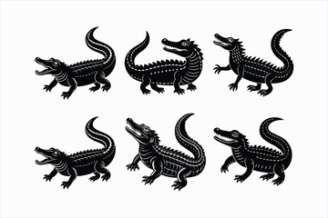 Set of crocodile animal vector illustration