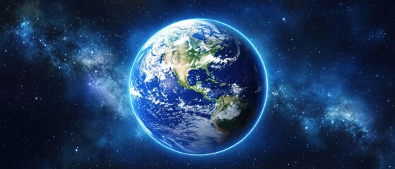 Obraz premium A stunning view of Earth from space, showcasing its beauty and atmosphere.