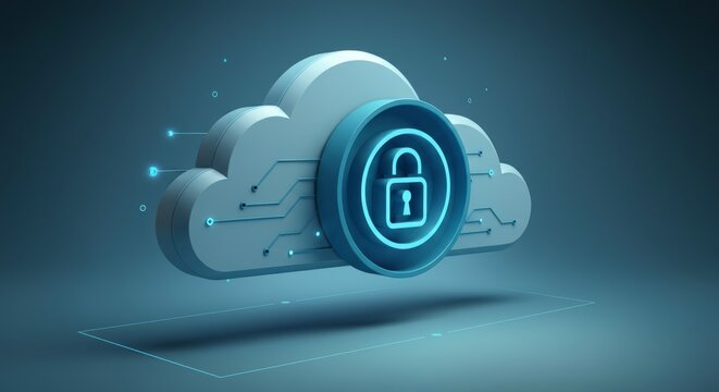 Blue cloud with a blue lock on it