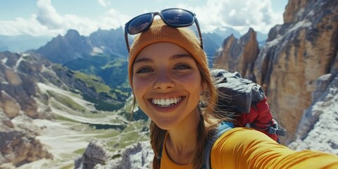 Naklejka premium Hiker's Alpine Adventure