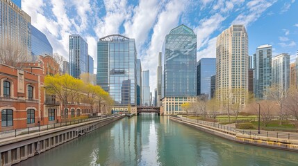 Obraz premium Savoring chicago an exquisite feast of deep dish pizza against the stunning skyline backdrop