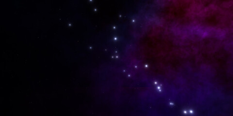 Stunning celestial landscape with stars in purple nebula cosmos